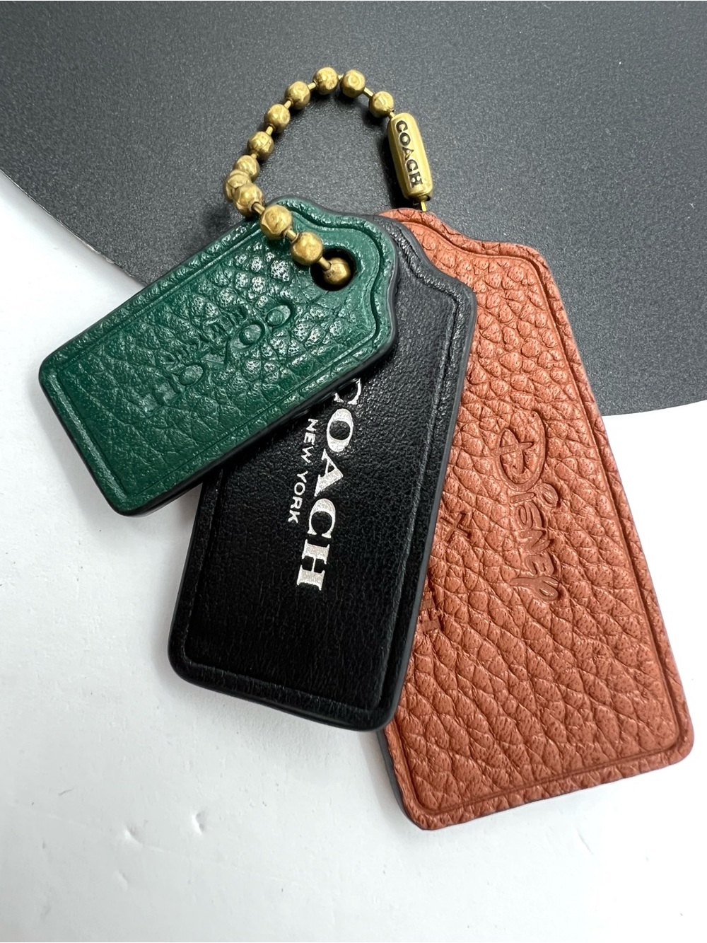 Authentic Disney x Coach WDW 50th Anniversary Leather Hangtag Trio. EUC